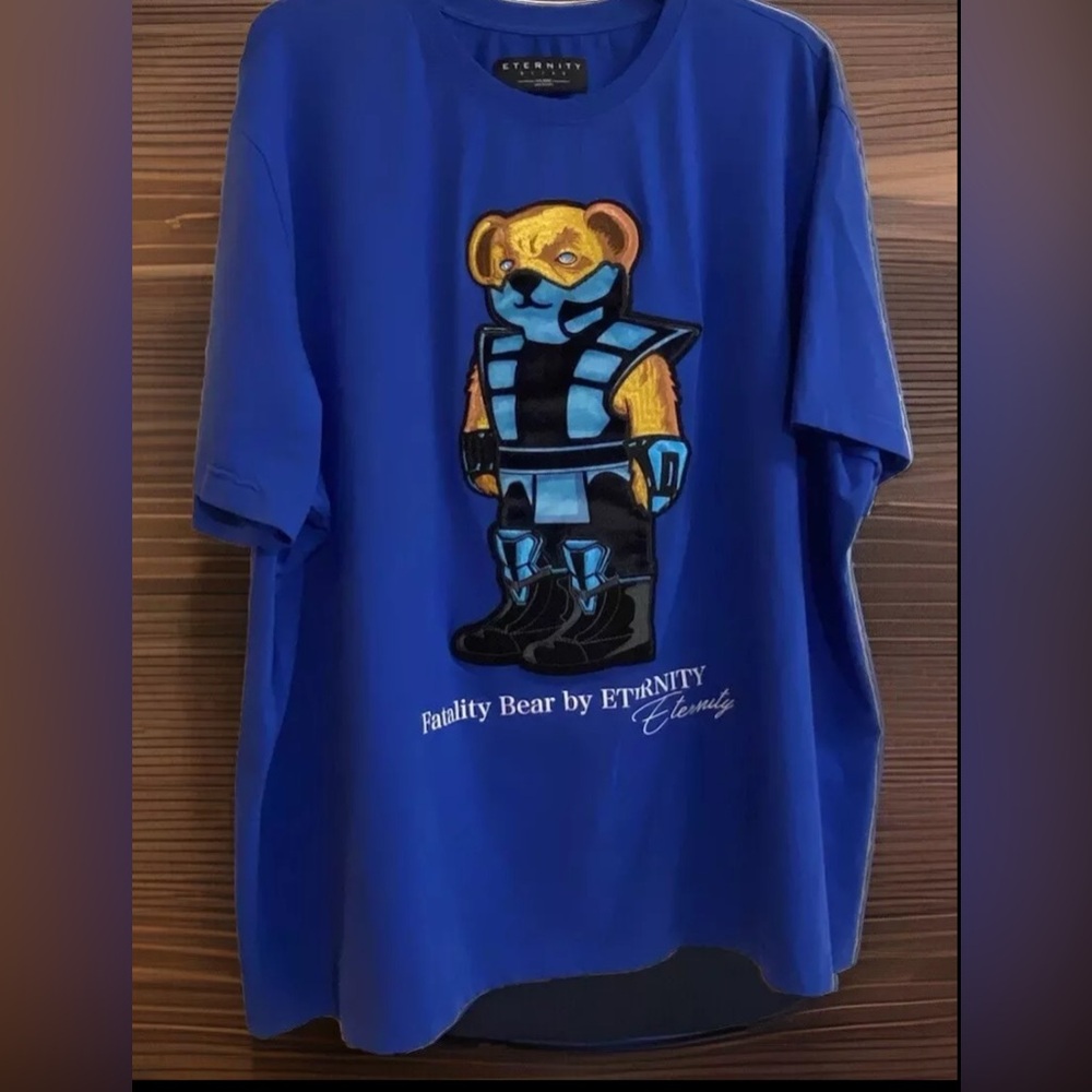 Eternity BC/AD Men’s Fatality Bear Royal Blue Graphic T-Shirt Size 4XL